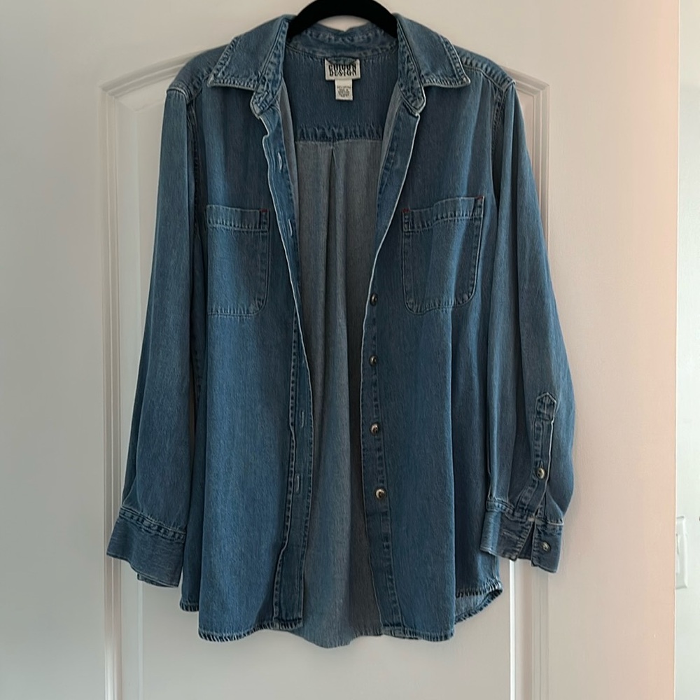 Chico’s design vintage oversized denim chambray button down top